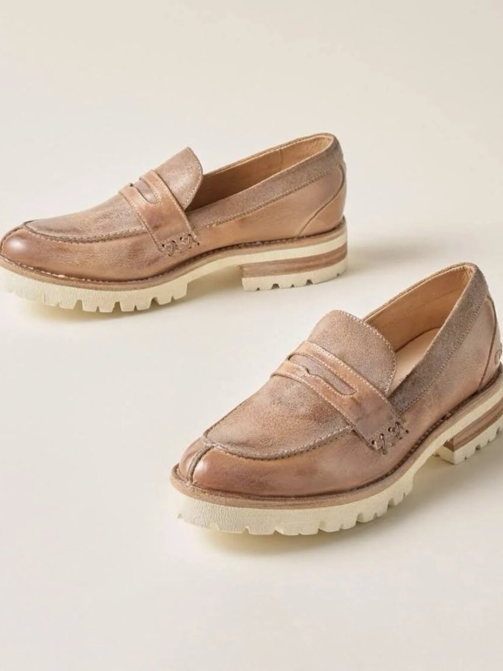 Bed Stu Reina III leather loafers with lug soles, Size 7.5